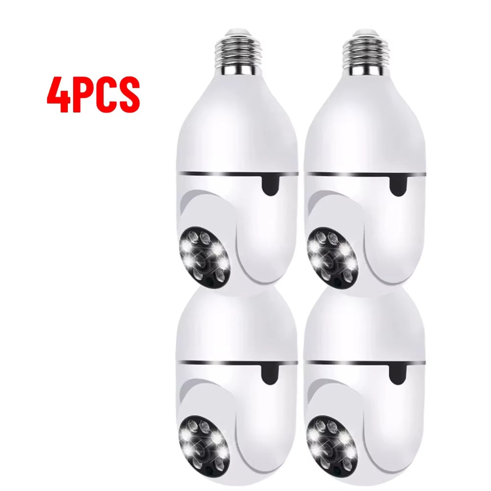 1-5PCS Tuya E27 Bulb Camera 1080P 4X Digital Zoom AI Human Motion Detect Full Color Night Vision Surveillance Camera PTZ Camera