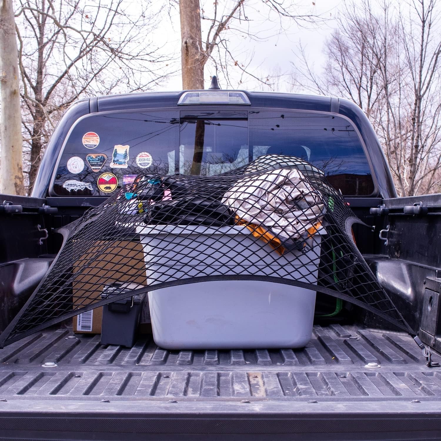 Highly Elastic Cargo Net, Simple Truck Bed Cargo Mesh Organizer, Suitable for Daily Light Loads of Trucks, 4'X4' Stretches to 7'X7' (Single Layer)