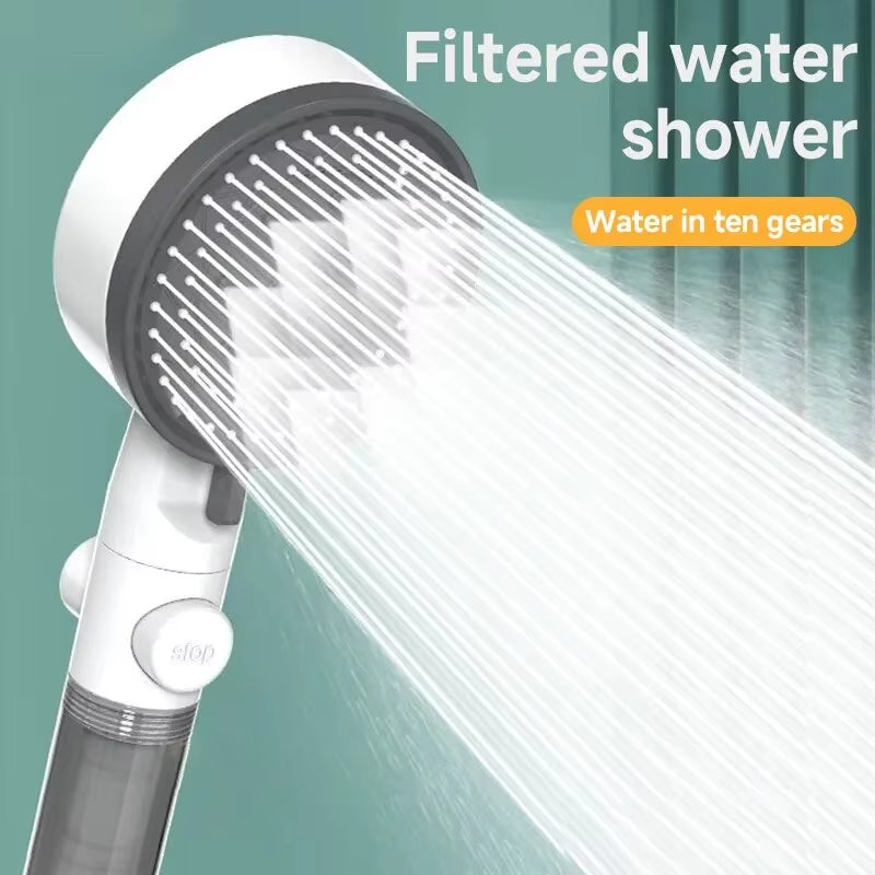 High Quality 8 Mode Shower Head Water Filter Adjustable High Pressure Shower Portable One-Key Stop Shower Bathroom Accessories