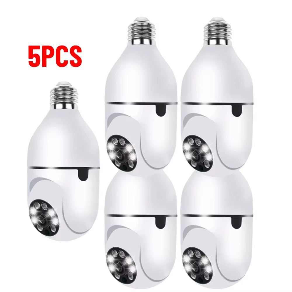 1-5PCS Tuya E27 Bulb Camera 1080P 4X Digital Zoom AI Human Motion Detect Full Color Night Vision Surveillance Camera PTZ Camera