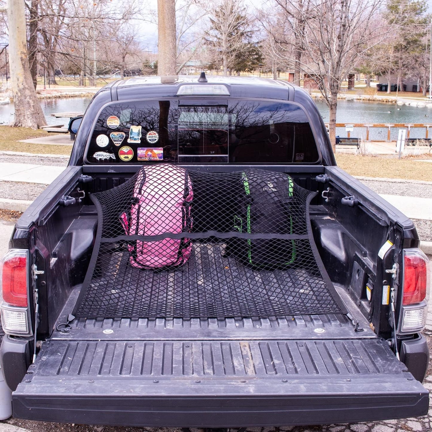 Highly Elastic Cargo Net, Simple Truck Bed Cargo Mesh Organizer, Suitable for Daily Light Loads of Trucks, 4'X4' Stretches to 7'X7' (Single Layer)